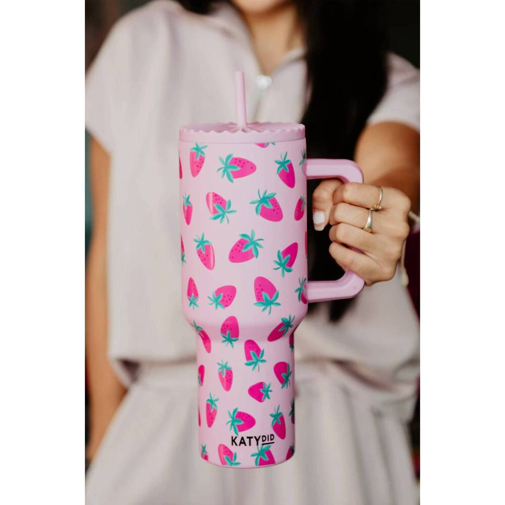 NEW KATYDID strawberry tumbler in pink